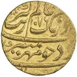MUGHAL: Aurangzeb, 1658-1707, AV mohur (10.95g), Multan, AH1076 year 8. VF-EF