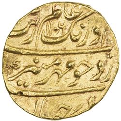 MUGHAL: Aurangzeb, 1658-1707, AV mohur (10.92g), Shahjahanabad, AH1106 year 38. EF
