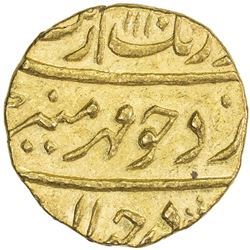 MUGHAL: Aurangzeb, 1658-1707, AV mohur (11.05g), Surat, AH1110 year 42. EF