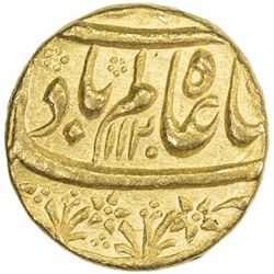 MUGHAL: Shah Alam Bahadur, 1707-1712, AV mohur (10.98g), Lahore, AH1120 year 2. VF-EF