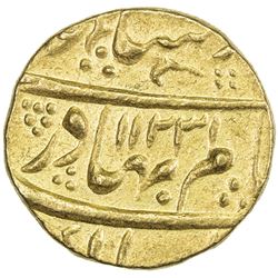 MUGHAL: Shah Alam Bahadur, 1707-1712, AV mohur (10.99g), Farkhanda Bunyad Hyderabad, AH1123 year 5.