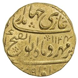 MUGHAL: Jahandar, 1712-1713, AV mohur (10.94g), Shahjahanabad, AH1124 year one (ahad). NGC MS64
