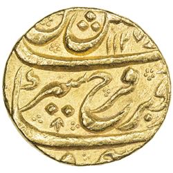 MUGHAL: Farrukhsiyar, 1713-1719, AV mohur (10.98g), Lahore, AH1127 year 4. EF