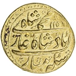 MUGHAL: Muhammad Shah, 1719-1748, AV mohur (10.90g), Lahore, AH1156 year 26. VF-EF