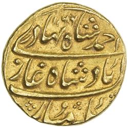 MUGHAL: Ahmad Shah Bahadur, 1748-1754, AV mohur (10.91g), Lahore, AH1166 year 5. EF