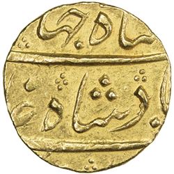 MUGHAL: Shah Jahan III, 1759-1760, AV mohur (11.06g), Surat, year one (ahad). EF