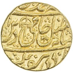 MUGHAL: Shah Alam II, 1759-1806, AV mohur (10.77g), Shahjahanabad, AH(120)1 year 29. EF
