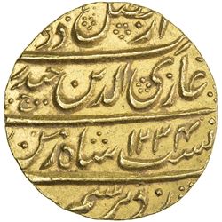 AWADH: Ghazi-ud-Din Haidar, 1819-1827, AV ashrafi (10.71g), Lucknow, AH1234 year 5. AU