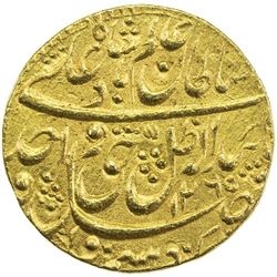 AWADH: Wajid Ali Shah, 1847-1856, AV ashrafi (10.70g), Lucknow, AH1265 year 3. EF
