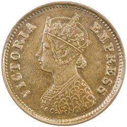 DHAR: Anand Rao III, 1860-1898, AE 1/2 pice, 1887. AU