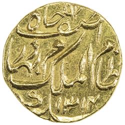HYDERABAD: Mir Mahbub Ali Khan, 1869-1911, AV 1/4 ashrafi (2.75g), Farkhanda Bunyad, AH1314 year 30.