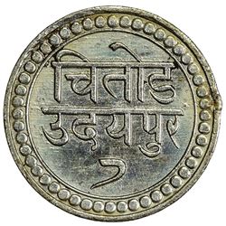 MEWAR: Fatteh Singh, 1884-1929, AR 1/16 rupee, VS1985 (1928). UNC