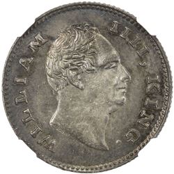 BRITISH INDIA: William IV, 1830-1837, AR 1/4 rupee, 1835(c). NGC MS65