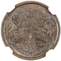 BRITISH INDIA: Victoria, Queen, 1837-1876, 1/12 anna, 1848(c). NGC MS63