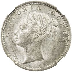 BRITISH INDIA: Victoria, Queen, 1837-1876, AR 1/4 rupee, 1840(c). NGC MS64