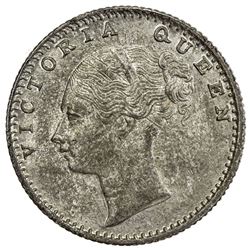 BRITISH INDIA: Victoria, Queen, 1837-1876, AR 1/4 rupee, 1840(c). NGC MS63