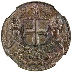 BRITISH INDIA: Victoria, Queen, 1837-1876, 1/4 anna, 1857(h). NGC AU55