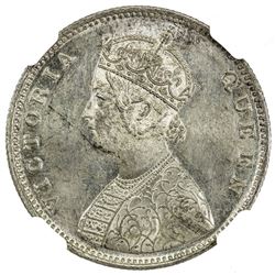 BRITISH INDIA: Victoria, Queen, 1837-1876, AR 1/2 rupee, 1862(b/m). NGC MS63