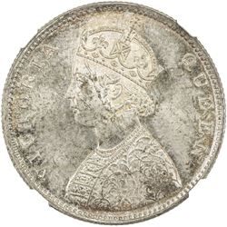 BRITISH INDIA: Victoria, Queen, 1837-1876, AR 1/2 rupee, 1862(b&m). NGC MS63