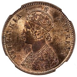 BRITISH INDIA: Victoria, Empress, 1876-1901, AE 1/4 anna, 1894(c). NGC MS64