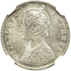 BRITISH INDIA: Victoria, Empress, 1876-1901, AR 2 annas, 1877(c). NGC MS65