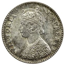 BRITISH INDIA: Victoria, Empress, 1876-1901, AR 2 annas, 1877(c). NGC MS63