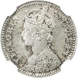 BRITISH INDIA: Victoria, Empress, 1876-1901, AR 2 annas, 1878(c). NGC MS62