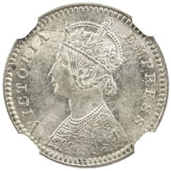 BRITISH INDIA: Victoria, Empress, 1876-1901, AR 2 annas, 1887-C. NGC MS65