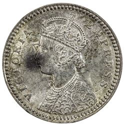 BRITISH INDIA: Victoria, Empress, 1876-1901, AR 2 annas, 1893-C. NGC MS61