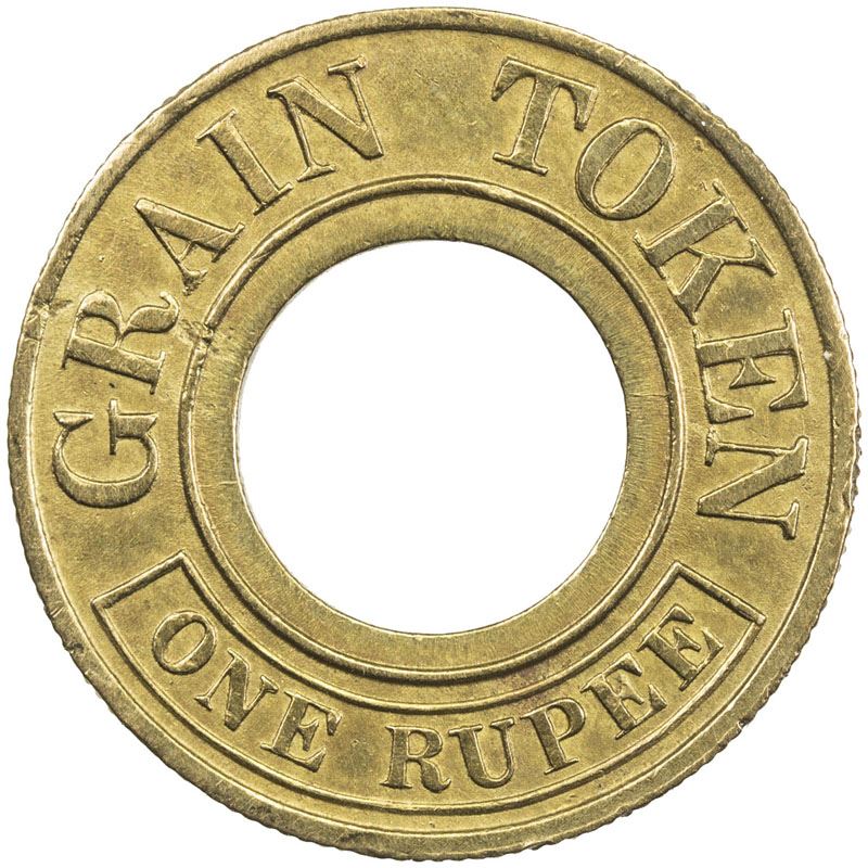 British India Ae Grain Token 4 66g 1874 Vf Ef