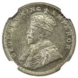 BRITISH INDIA: George V, 1910-1936, AR 2 annas, 1911(c). NGC AU58