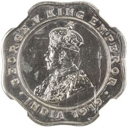 BRITISH INDIA: George V, 1910-1936, copper-nickel 4 annas, 1919(c). NGC PF