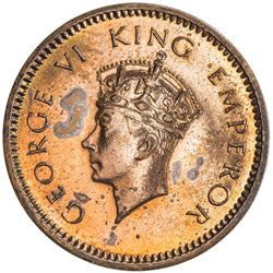 BRITISH INDIA: George VI, 1937-1947, AE 1/2 pice, 1938(c). PF