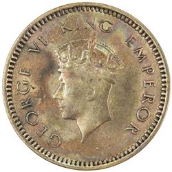 BRITISH INDIA: George VI, 1937-1947, AE 1/2 pice, 1938(c). VF-EF