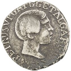 GOA: Pedro V, 1853-1861, AR rupia (10.91g), 1859. VF