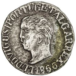 GOA: Luiz I, 1861-1889, AR rupia, 1866. NGC AU