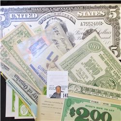 Group of approximately 90 pieces of what 'Doc' called Funny Money, which includes 1930 era Depressio