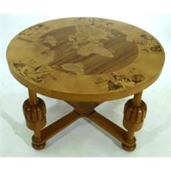 Table, "Europa", birch with marquetry, H 64