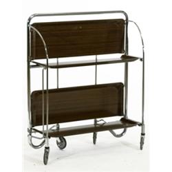 Service table, collapsible, chrome and plastic