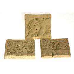 Reliefs, set of 3, terrcotta, Åke Holm