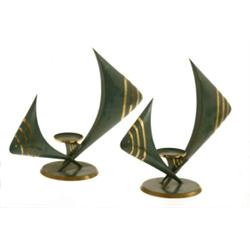 Pair of chandeliers, metal, sign. Swiss Made 283