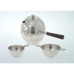 Pot, sugarbowl and jug, silverplate