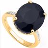 Image 1 : Natural Black Sapphire & Diamond 9.2 carats Ring