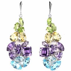 Natural Multi Gemstone 93 Carats & 61 MM Long  EarRing