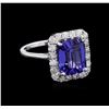 3.96 ctw Tanzanite and Diamond Ring - 14KT White Gold