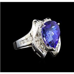 14KT White Gold 4.58 ctw Tanzanite and Diamond Ring