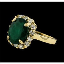 4.40 ctw Emerald and Diamond Ring - 14KT Yellow Gold