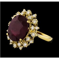 10.95 ctw Ruby and Diamond Ring - 14KT Yellow Gold