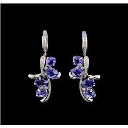 14KT White Gold 11.81 ctw Tanzanite and Diamond Earrings