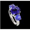 Image 4 : 4.51 ctw Tanzanite Ring - Platinum